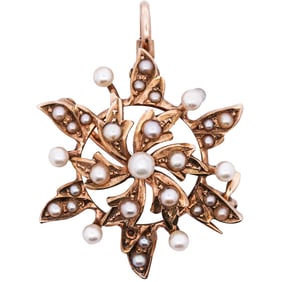 Victorian 14k Gold and Seed Pearl Pin/Pendant
