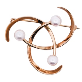 14k Gold and Pearl Brooch