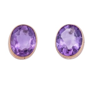 14k Gold and Amethyst Stud Earrings