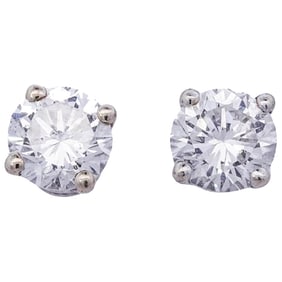 14k White Gold and Diamond Stud Earrings