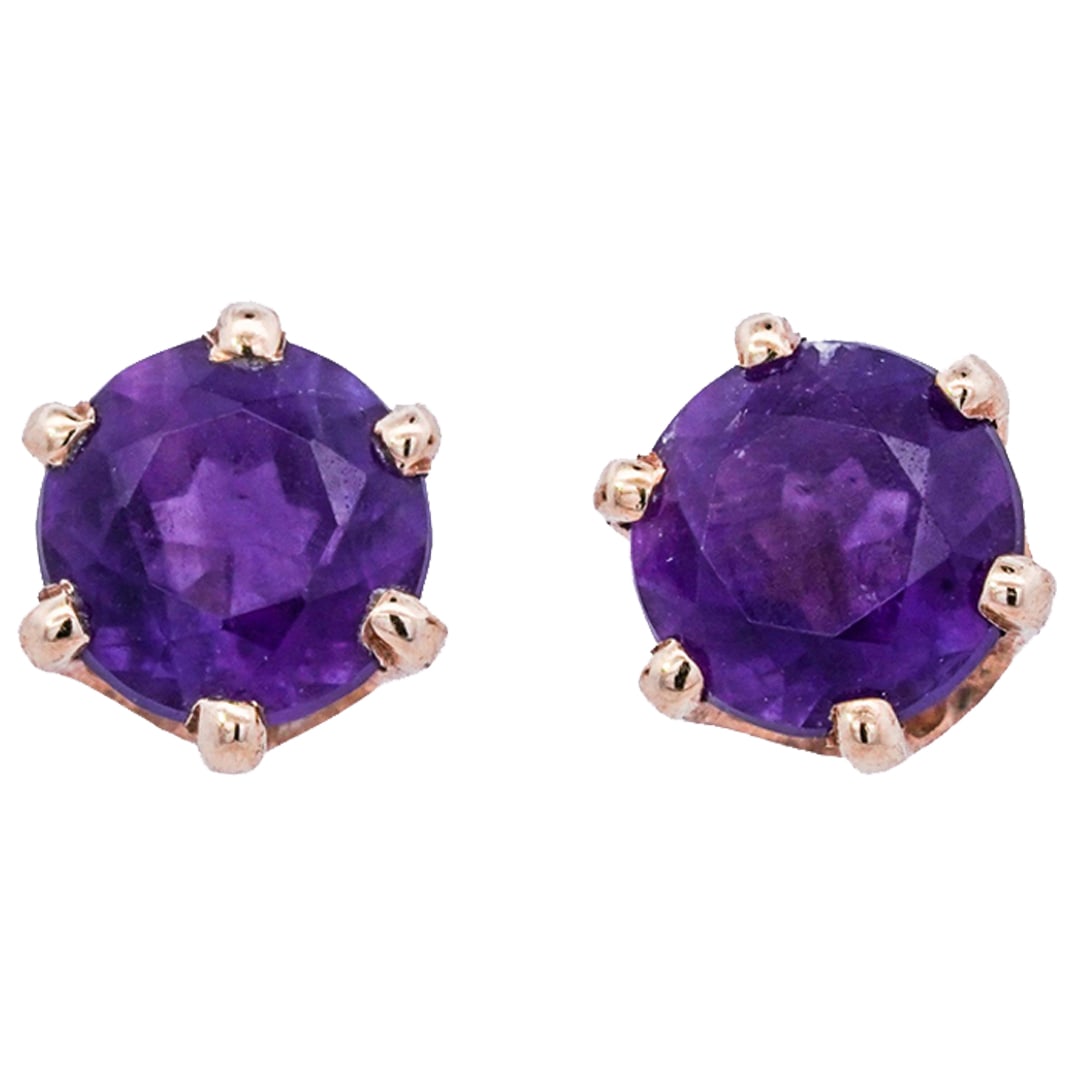 14k Gold and Amethyst Stud Earrings (1 of 5)