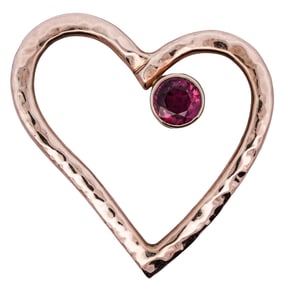 Signed 14k Gold and Ruby Heart Pendant