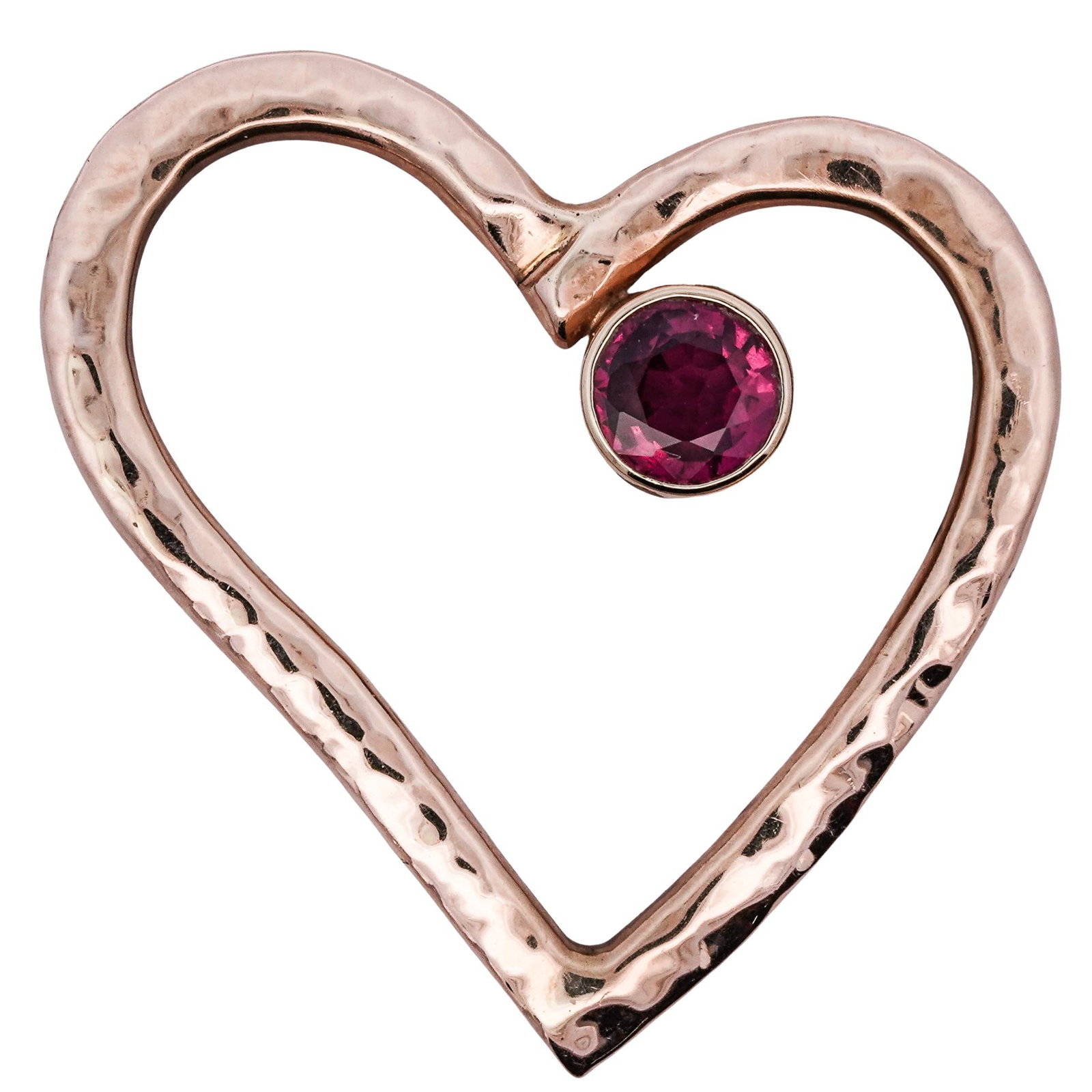 Signed 14k Gold and Ruby Heart Pendant (1 of 5)