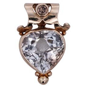 14k Gold and Topaz Heart Pendant