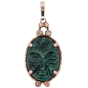 Kollmar & Jourdan 10k Gold and Carved Jade Pendant
