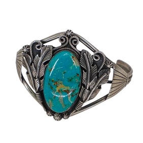LR Davis Sterling Silver Turquoise Stone Bracelet