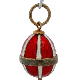 Faberge Style Sterling Silver Enamel Egg Pendant