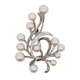 Mikimoto Sterling Silver Pearl Brooch
