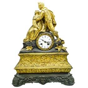Antique French Bronze Figural Mantel Clock