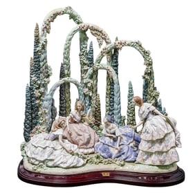 Large Lladro "Garden Party" Porcelain Grouping