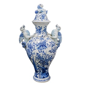 Antique Blue and White Delftware Porcelain Jar