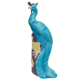 Chinese Turquoise Porcelain Peacock Figurine