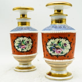 Pair Of French Porcelain Perfume Bottles