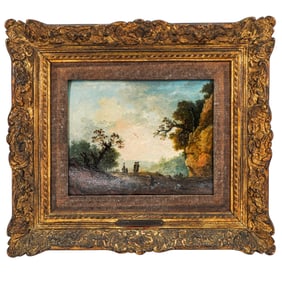 19th Century French School Oil On Canvas Landscape
