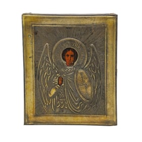 Russian 84 Silver Oklad Archangel Michael Travel Icon