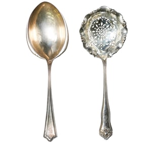 (2 Pc) Sterling Silver Sugar Sifter and Stuffing Spoon