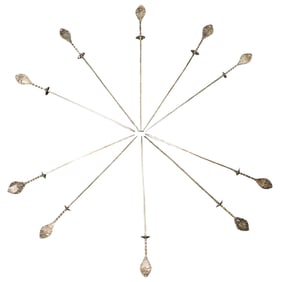 (10 Pc) Antique European 800 Silver Sword Skewers
