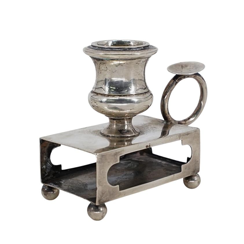 Antique Gebruder Kuhn Sterling Silver Holder: Antique Gebruder Kuhn Sterling Silver HolderEarly 20th century, GermanyAntique Gebrüder Kühn sterling silver combination piece, featuring a rectangular base with a raised matchbox compartment and a