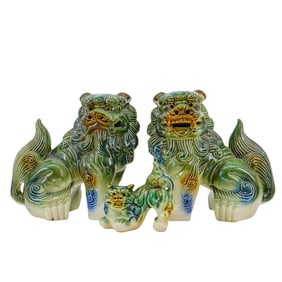 (3 Pcs) Chinese Porcelain Foo Dogs Collection