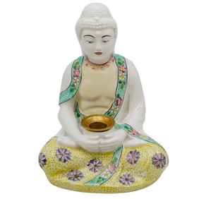 Japanese Porcelain Buddha Incense Censor w/ Stand