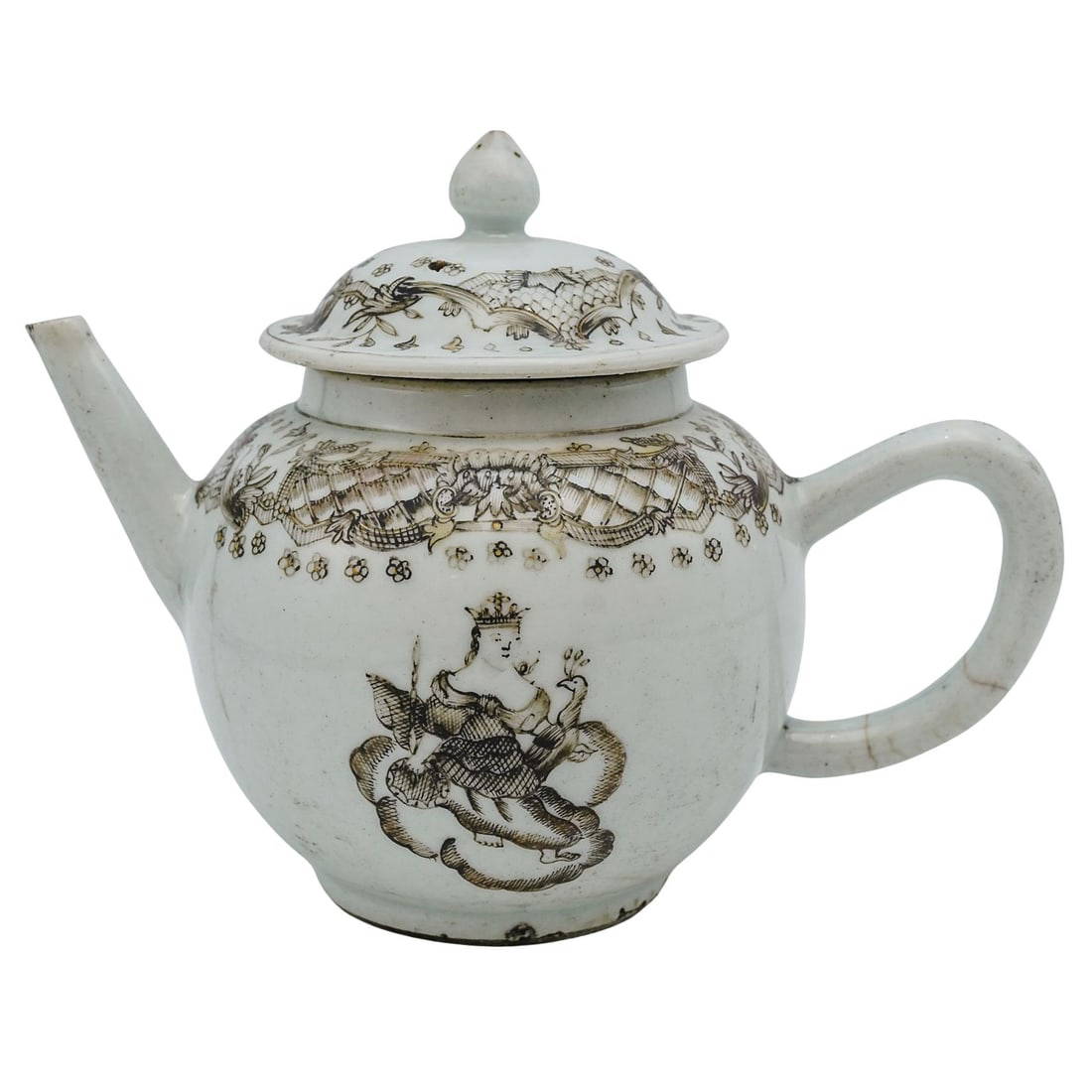 Chinese Qianlong Crowned Juno Porcelain Teapot
