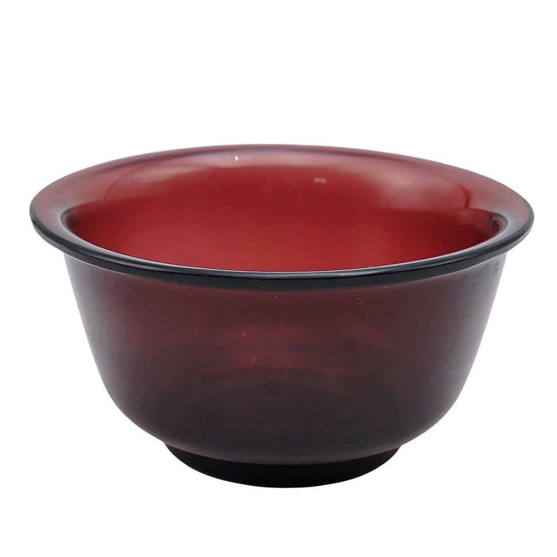 Antique Chinese Peking Glass Bowl: Antique Chinese Peking Glass Bowl20th Century, ChinaAntique Chinese Peking Glass Burgundy Bowl featuring a deep translucent ruby overlay over clear glass, hand-turned into a smooth, footless rounded f