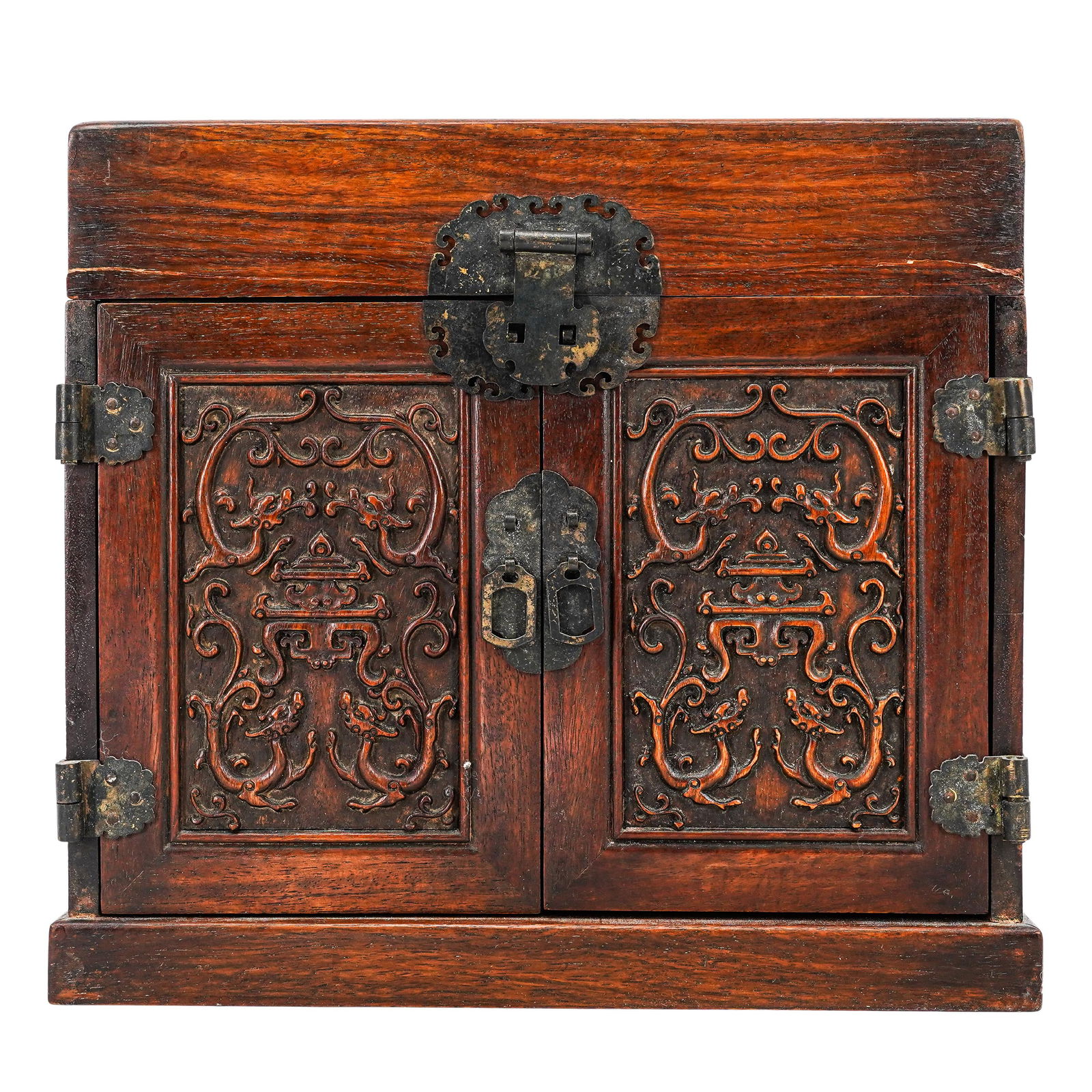 Antique Chinese Huanghuali Carved Wood Chest (1 of 8)