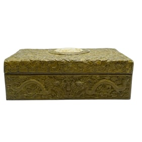 Vintage Chinese Bronze and Jade Box