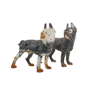 Pair Of Cast Iron Boston Terrier Door Stops