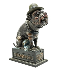 Antique Ole Puffer Smoking Bulldog Bank