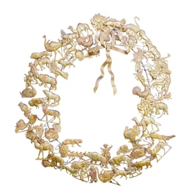 Vintage Dresden Brass Animal Wreath
