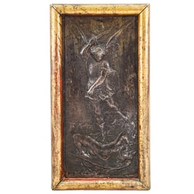 Antique Bronze Relief Of Saint Michael the Archangel