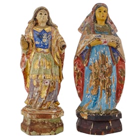 (2 Pc) 18th Cent. Female Santos Figures