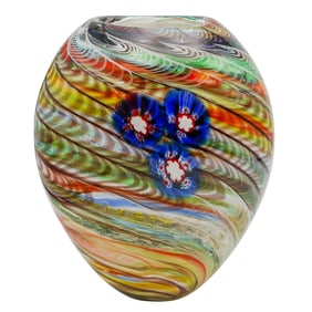 Murano Millefiori Art Glass Vase