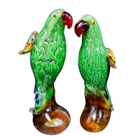 Pair of Murano Glass Parrots