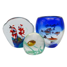 (3 Pcs) Italian Murano Glass Aquarium Collection