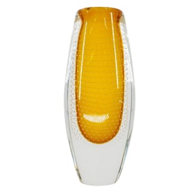Czech Art Glass Yellow Vase