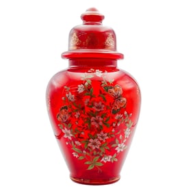 Antique Enameled Glass Urn