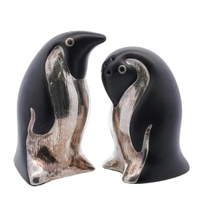 Emilia Castillo Pure Silver Pottery Salt and Pepper Shakers