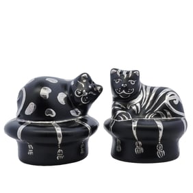 Emilia Castillo Pure Silver Pottery Salt and Pepper Shakers