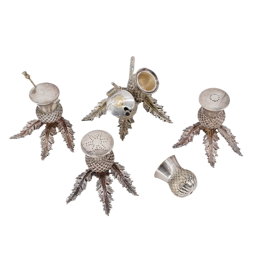 (4 Pc) Scottish Silver Plated Condiment Set (1 of 8)