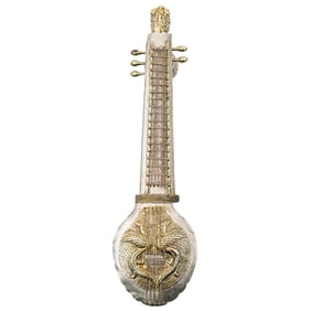 Middle Eastern Ornate Handmade Silver Sitar Box, Signed