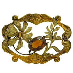Art Nouveau Attr. To George Steere Amber Stones Brooch