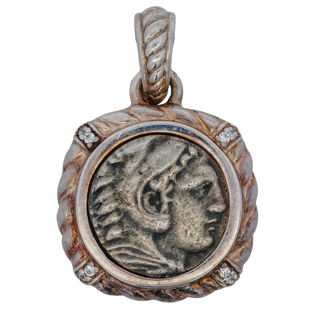 Judith Ripka Sterling Silver And Diamond Drachm Coin Pendant (1 of 5)