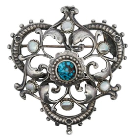 Antique Sterling Silver Arts And Crafts Movement Brooch