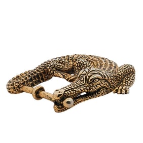 Vintage Barry Kisielstein Style Mixed Metal Crocodile Belt Buckle