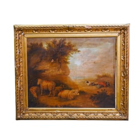 Attributed to George Morland (1763–1804) Pastoral Oil on Canvas Painting