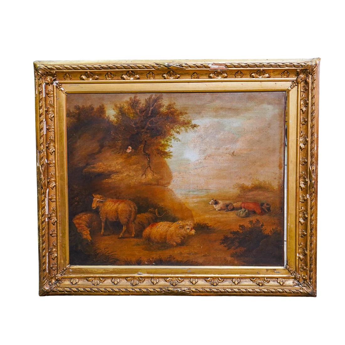 Attributed to George Morland (1763–1804) Pastoral Oil on Canvas Painting (1 of 5)