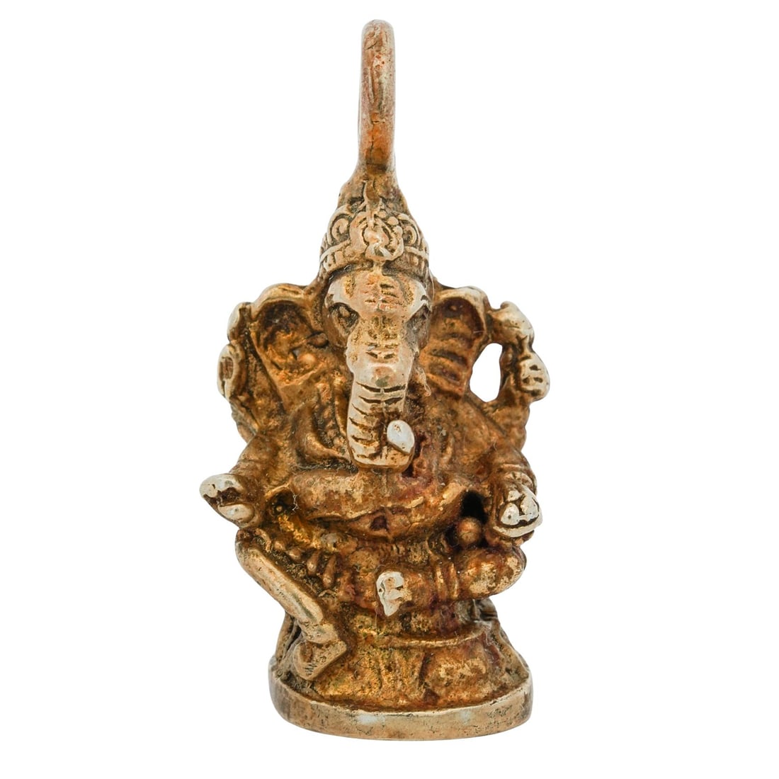 Solid Vermeil Sterling Silver Ganesha Pendant: Solid Vermeil Sterling Silver Ganesha Pendant 20th Cent, Indida Vintage solid vermeil sterling silver Ganesha pendant, marked along the underside "925" "MEB". Total Weight: 15 Grams H: 1.25"