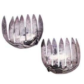 Pair Of Vintage Sterling Silver Hair Combs
